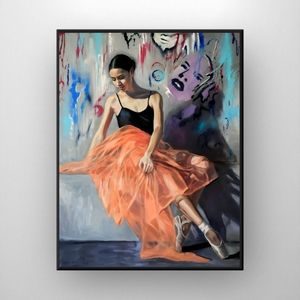 Graffiti Ballerina Art Paintings Set Art Print Framed 11x8.5